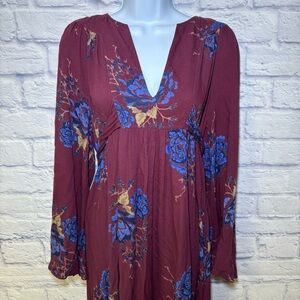 FREE PEOPLE Miranda  Floral Maxi Dress Boho Revival Flowey Size Small Petite
